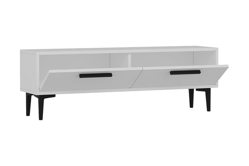 TV-benk 120 cm 2 Skap - Hvit/Svart - Møbler - TV- & Mediamøbler - TV benk & mediabenk