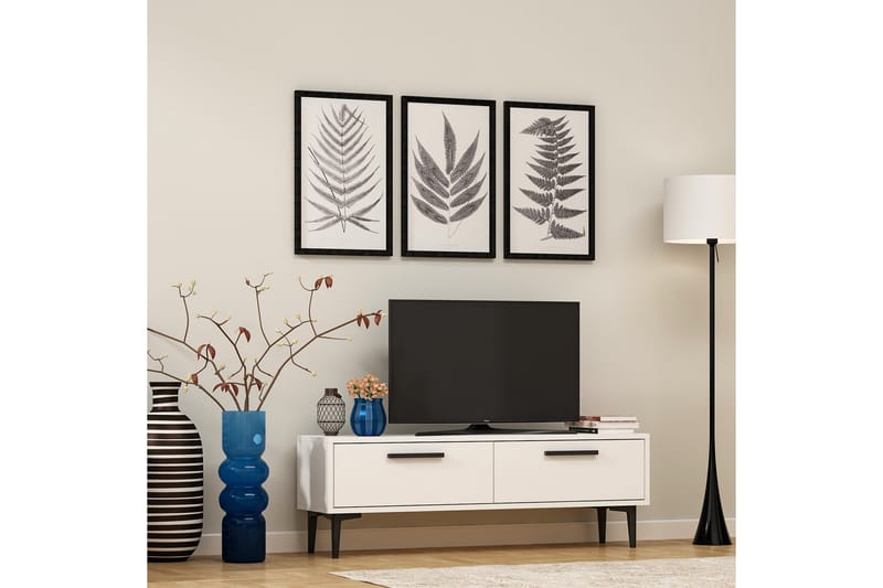 TV-benk 120 cm 2 Skap - Hvit/Svart - Møbler - TV- & Mediamøbler - TV benk & mediabenk