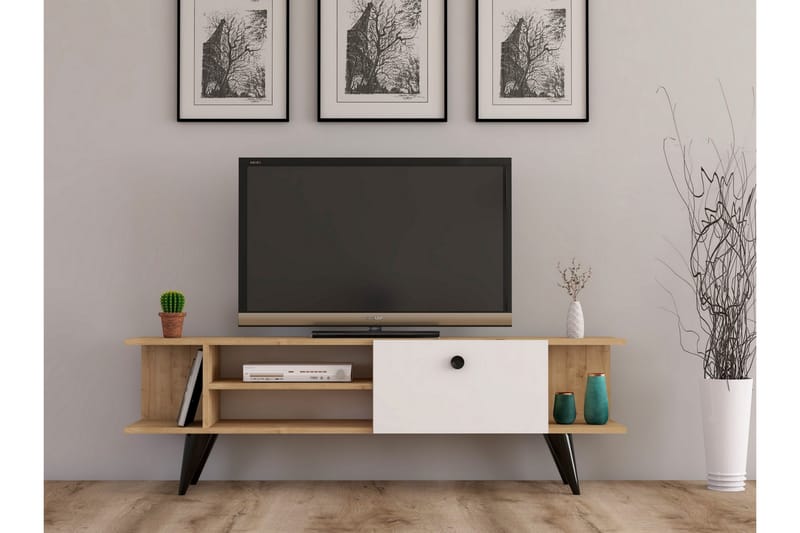 TV-benk 120 cm - Natur/Hvit - Møbler - TV- & Mediamøbler - TV benk & mediabenk