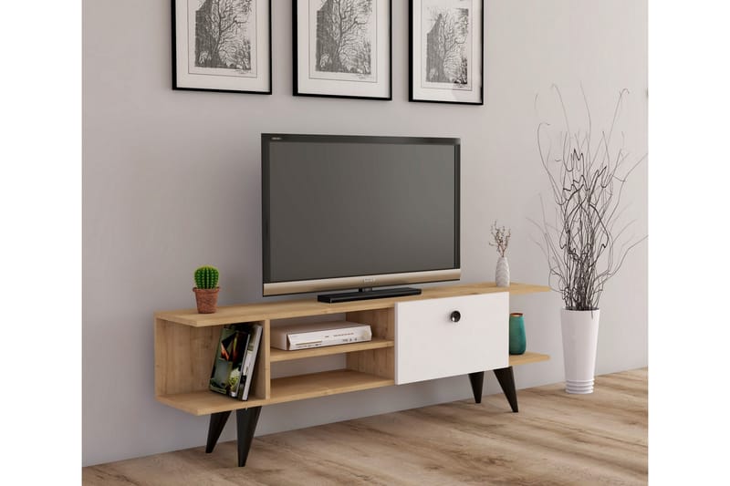 TV-benk 120 cm - Natur/Hvit - Møbler - TV- & Mediamøbler - TV benk & mediabenk