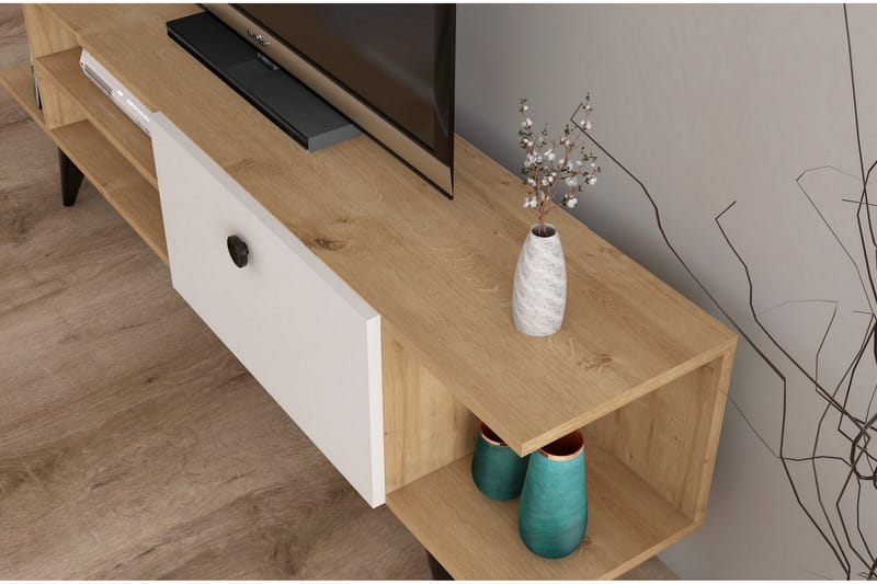 TV-benk 120 cm - Natur/Hvit - Møbler - TV- & Mediamøbler - TV benk & mediabenk