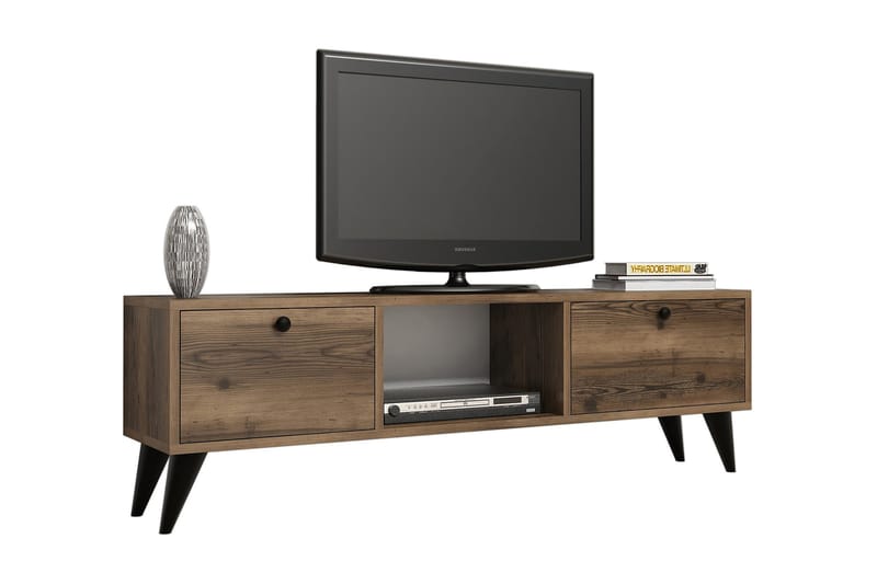 TV-benk 138 cm - Valnøtt/Svart - Møbler - TV- & Mediamøbler - TV benk & mediabenk