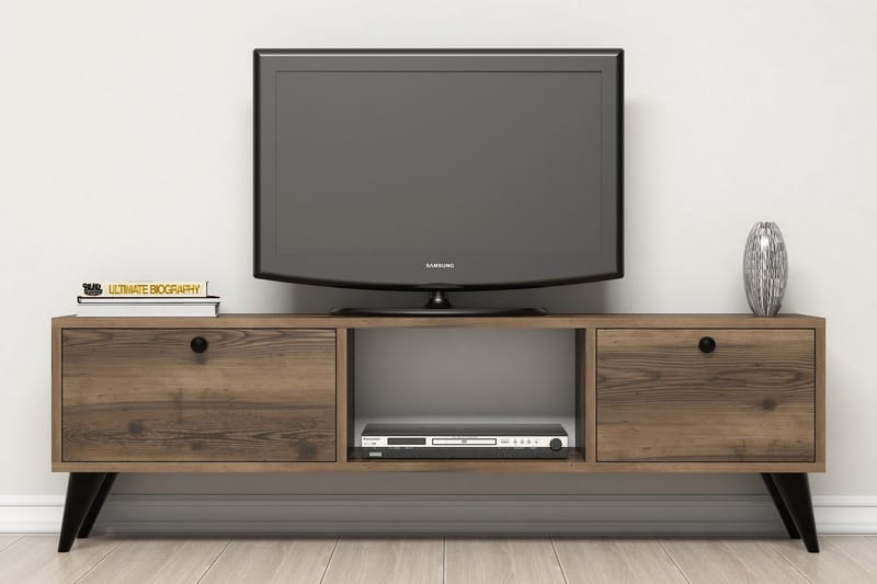 TV-benk 138 cm - Valnøtt/Svart - Møbler - TV- & Mediamøbler - TV benk & mediabenk