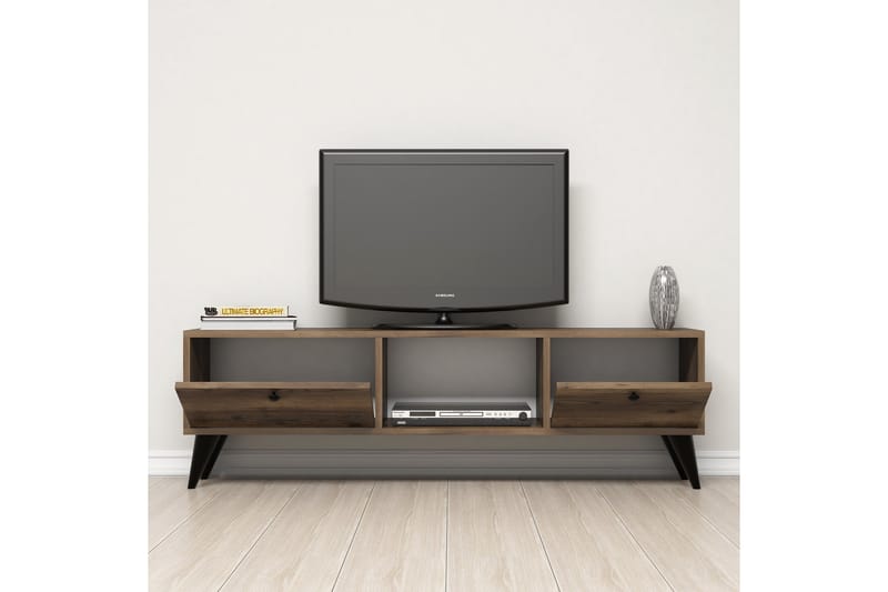 TV-benk 138 cm - Valnøtt/Svart - Møbler - TV- & Mediamøbler - TV benk & mediabenk