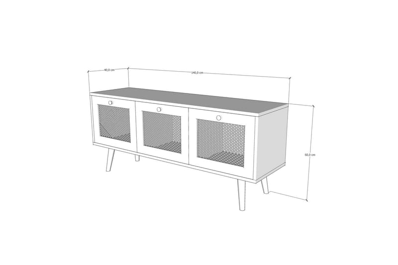 TV-benk 140 cm 3 Skap - Sand/Natur - Møbler - TV- & Mediamøbler - TV benk & mediabenk