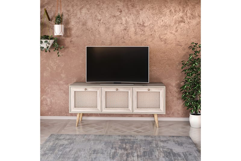 TV-benk 140 cm 3 Skap - Sand/Natur - Møbler - TV- & Mediamøbler - TV benk & mediabenk