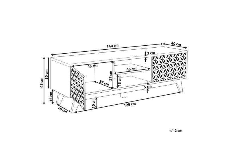 TV-benk  140 cm Mørkebrun PRESCOT - Tre/natur - Møbler - TV- & Mediamøbler - TV benk & mediabenk