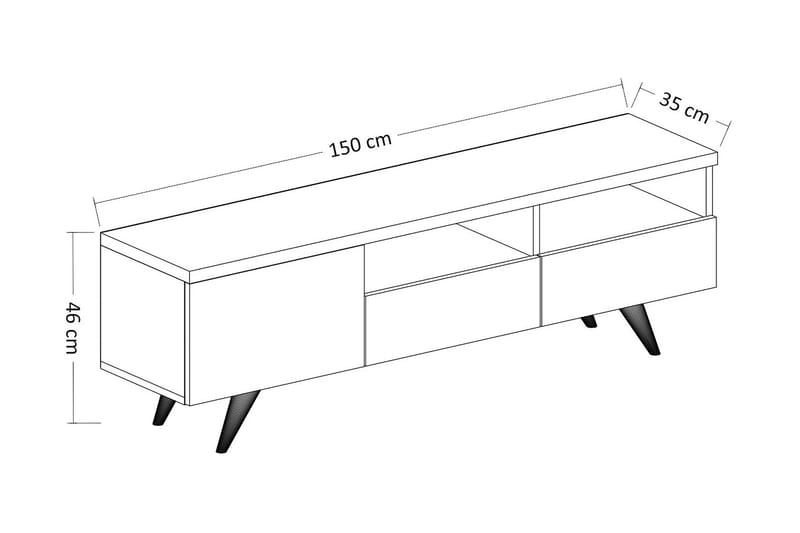 TV-benk 150 cm 3 Skap - Natur/Hvit - Møbler - TV- & Mediamøbler - TV benk & mediabenk