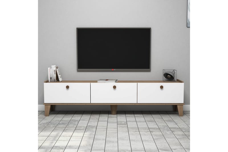 Tv-benk 178 cm - Natur/Hvit - Møbler - TV- & Mediamøbler - TV benk & mediabenk