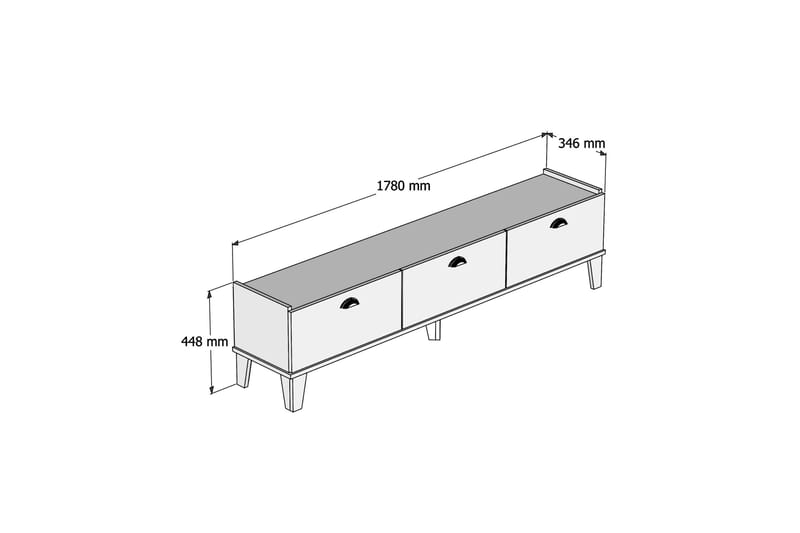 Tv-benk 178 cm - Natur/Hvit - Møbler - TV- & Mediamøbler - TV benk & mediabenk