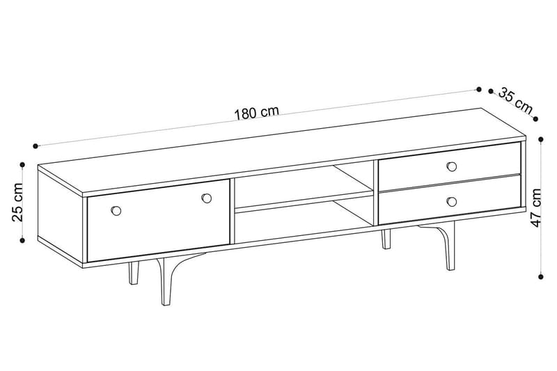 TV-benk 180 cm 3 Skap - Natur/Svart - Møbler - TV- & Mediamøbler - TV benk & mediabenk