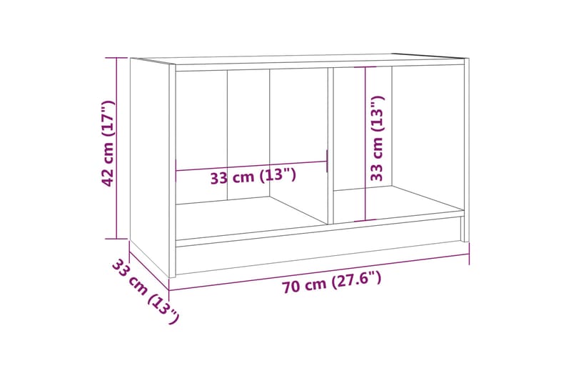 TV-benk 70x33x42 cm heltre furu - Brun - Møbler - TV- & Mediamøbler - TV benk & mediabenk