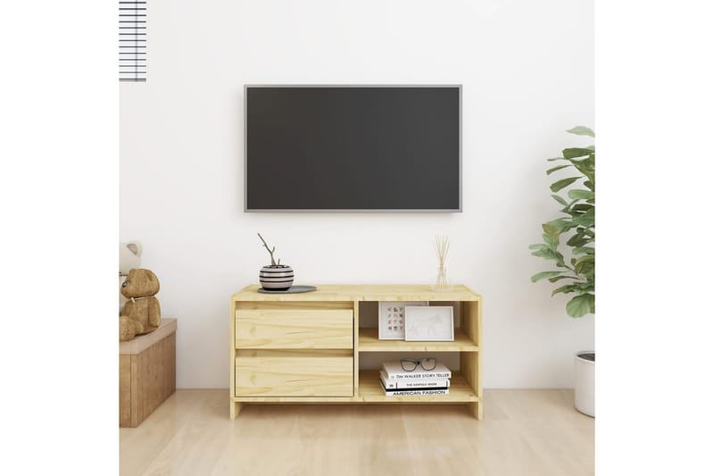 TV-benk 80x31x39 cm heltre furu - Brun - Møbler - TV- & Mediamøbler - TV benk & mediabenk