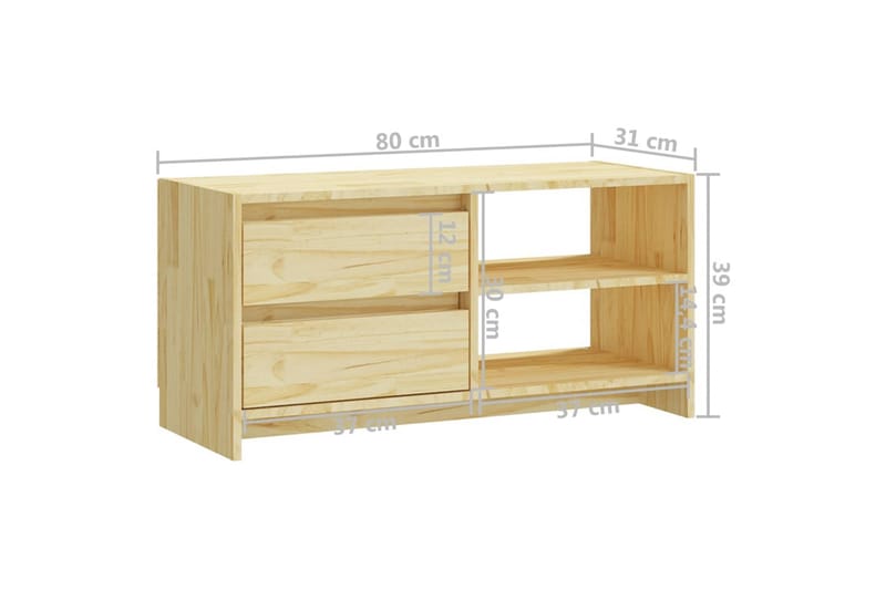 TV-benk 80x31x39 cm heltre furu - Brun - Møbler - TV- & Mediamøbler - TV benk & mediabenk