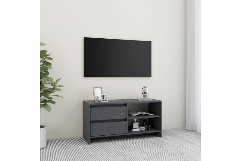 TV-benk 80x31x39 cm heltre furu grå - Grå - Møbler - TV- & Mediamøbler - TV benk & mediabenk