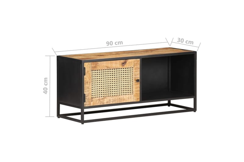 TV-benk 90x30x40 cm grovt mangotre med naturlig stokk - Brun - Møbler - TV- & Mediamøbler - TV benk & mediabenk