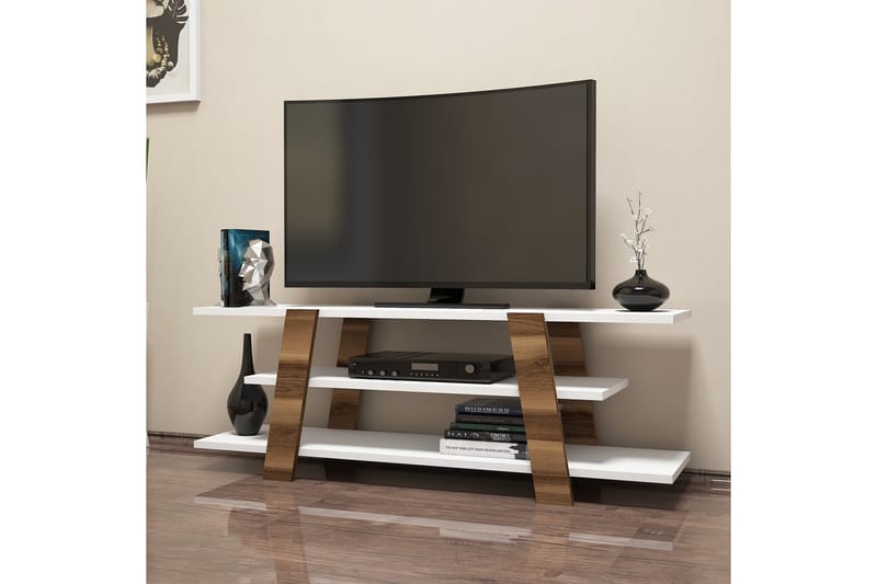 TV-Benk Amtorp 120 cm - Brun|Hvit - Møbler - TV- & Mediamøbler - TV benk & mediabenk