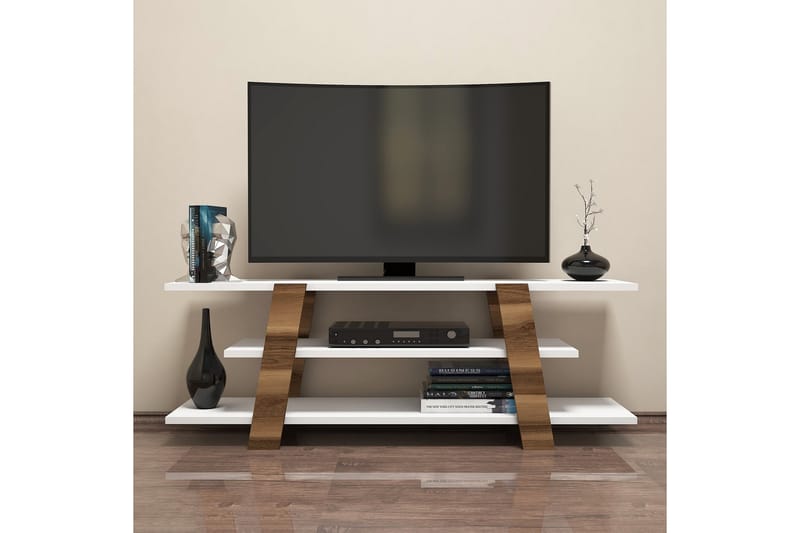 TV-Benk Amtorp 120 cm - Brun|Hvit - Møbler - TV- & Mediamøbler - TV benk & mediabenk