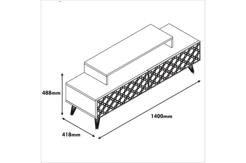 TV-Benk Amtorp 140 cm - Brun|Gul - Møbler - TV- & Mediamøbler - TV benk & mediabenk