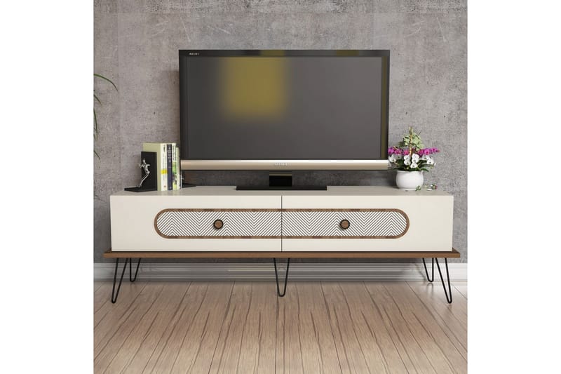 TV-benk Amtorp 145 cm - Brun/Hvit - Møbler - TV- & Mediamøbler - TV benk & mediabenk