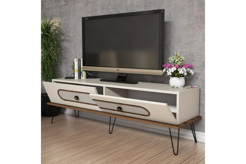 TV-benk Amtorp 145 cm - Brun/Hvit - Møbler - TV- & Mediamøbler - TV benk & mediabenk