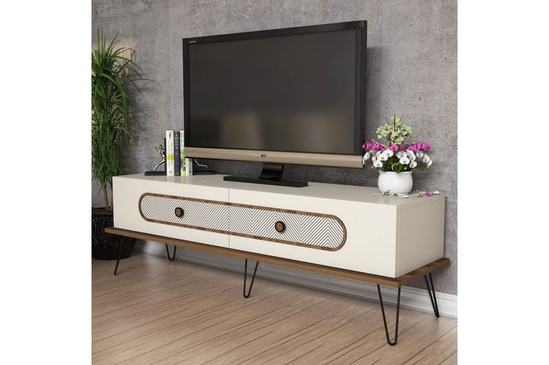 TV-benk Amtorp 145 cm - Brun/Hvit - Møbler - TV- & Mediamøbler - TV benk & mediabenk