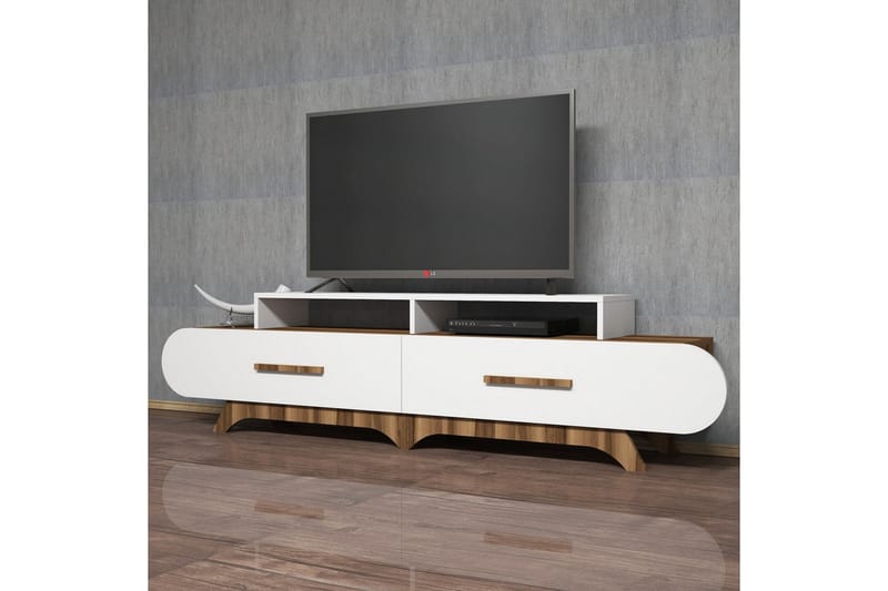 TV-Benk Amtorp 205 cm - Brun|Hvit - Møbler - TV- & Mediamøbler - TV benk & mediabenk