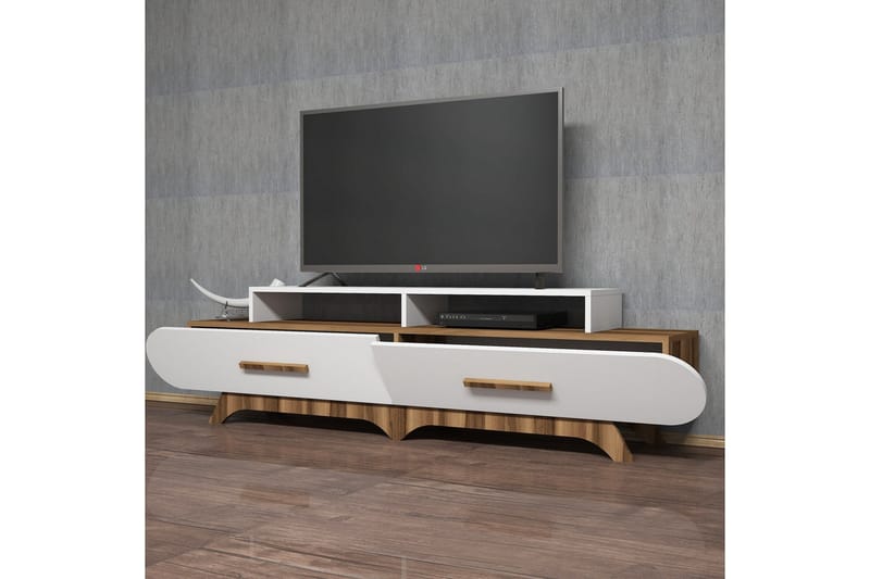 TV-Benk Amtorp 205 cm - Brun|Hvit - Møbler - TV- & Mediamøbler - TV benk & mediabenk