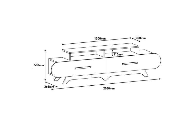 TV-Benk Amtorp 205 cm - Brun|Hvit - Møbler - TV- & Mediamøbler - TV benk & mediabenk