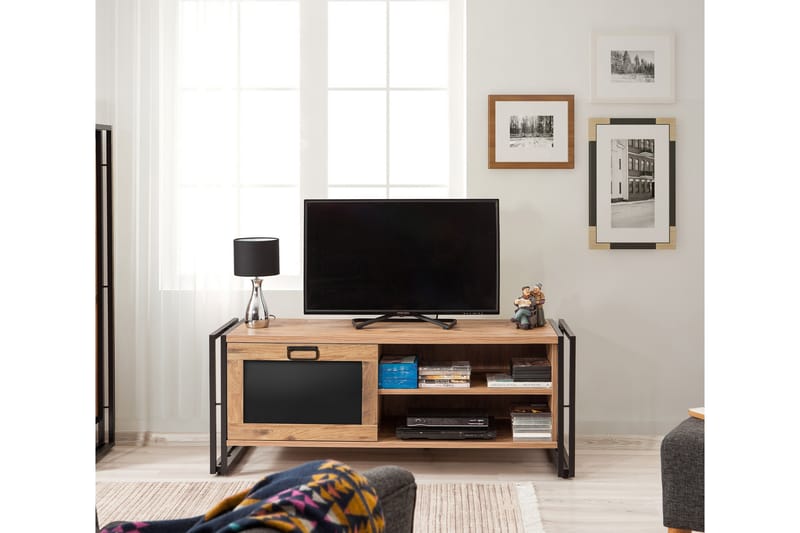 TV-benk Arcasa 130 cm - Natur / Svart - Møbler - TV- & Mediamøbler - TV benk & mediabenk