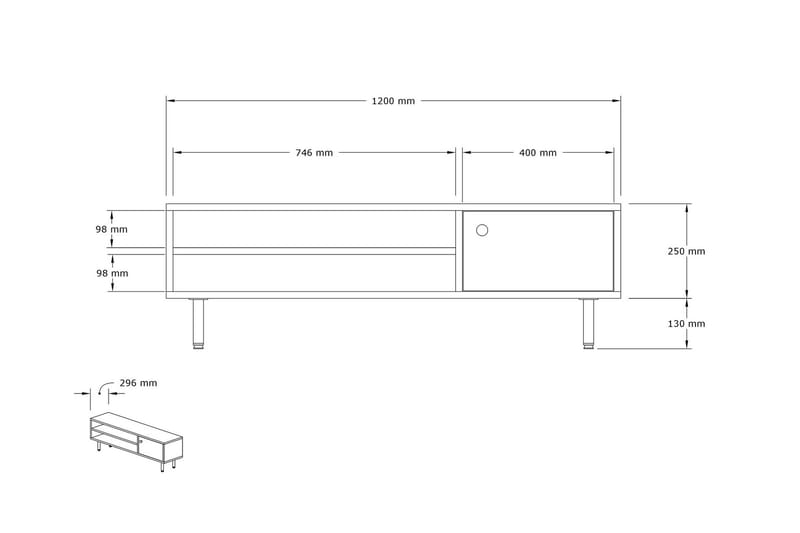 TV-benk Ashemark 120 cm - Antrasitt - Møbler - TV- & Mediamøbler - TV benk & mediabenk