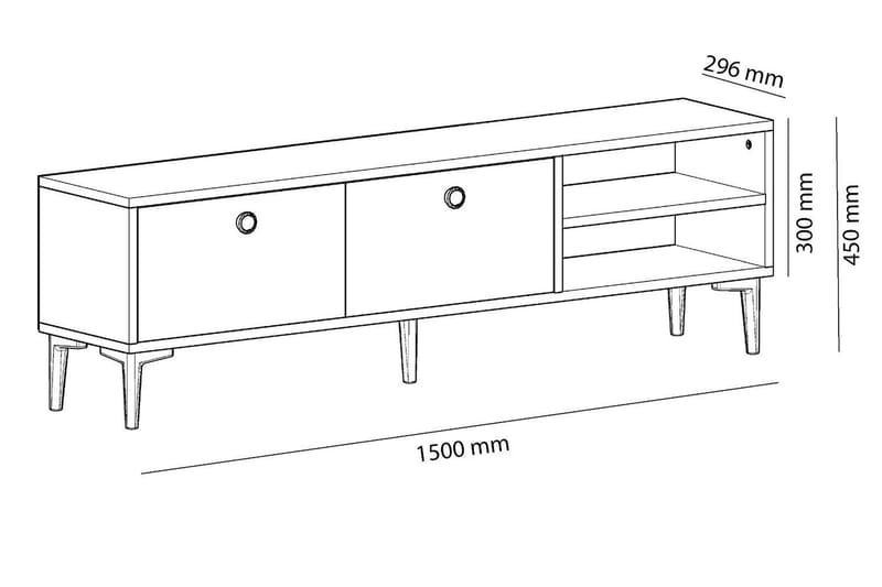 TV-benk Asshai 150 cm - Hvit - Møbler - TV- & Mediamøbler - TV benk & mediabenk