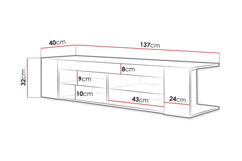 TV-benk Barrueco 137 cm - Eik - Møbler - TV- & Mediamøbler - TV benk & mediabenk