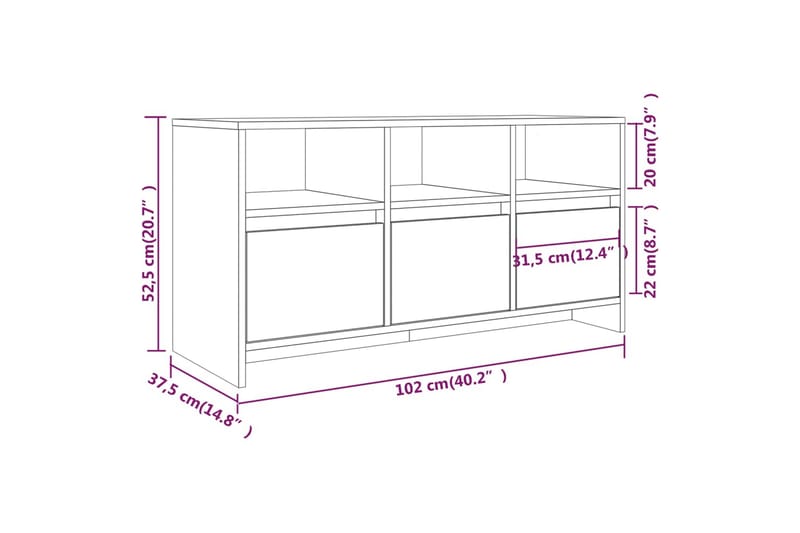 TV-benk betonggrå 102x37,5x52,5 cm sponplate - Grå - Møbler - TV- & Mediamøbler - TV benk & mediabenk