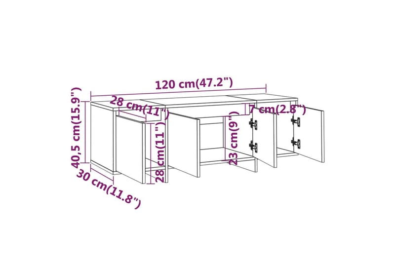 TV-benk betonggrå 120x30x40,5 cm sponplate - Grå - Møbler - TV- & Mediamøbler - TV benk & mediabenk