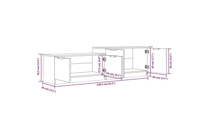 TV-benk betonggrå 158,5x36x45 cm konstruert tre - Grå - Møbler - TV- & Mediamøbler - TV benk & mediabenk