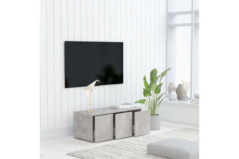 TV-benk betonggrå 80x34x30 cm sponplate - Møbler - TV- & Mediamøbler - TV benk & mediabenk