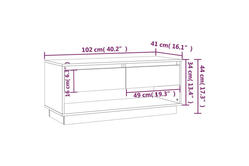 TV-benk brun eik 102x41x44 cm sponplate - Brun - Møbler - TV- & Mediamøbler - TV benk & mediabenk