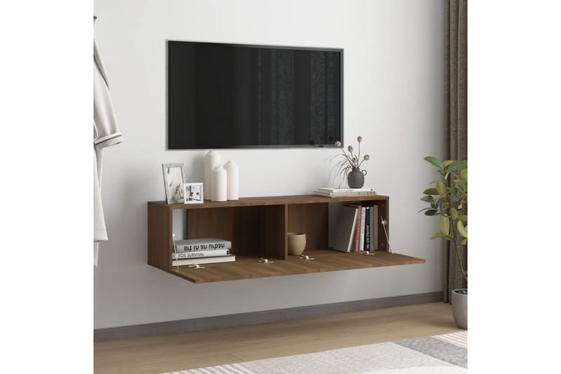 TV-benk brun eik 120x30x30 cm konstruert tre - Brun - Møbler - TV- & Mediamøbler - TV benk & mediabenk