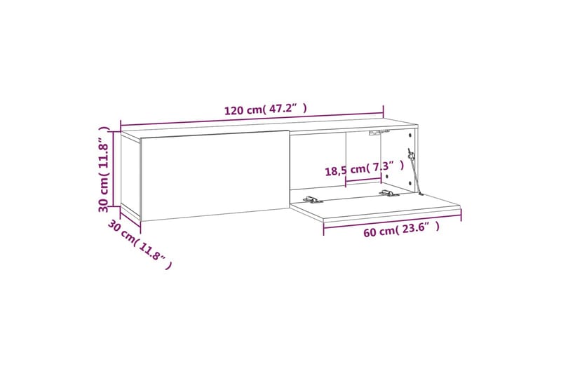 TV-benk brun eik 120x30x30 cm konstruert tre - Brun - Møbler - TV- & Mediamøbler - TV benk & mediabenk