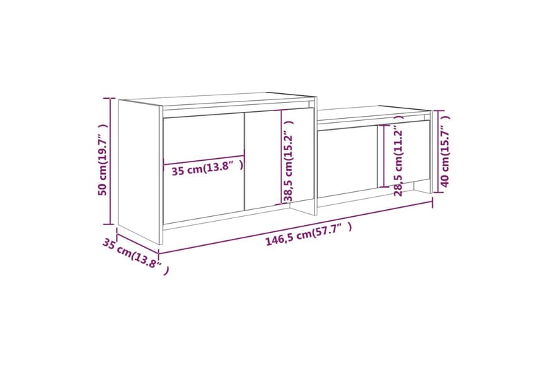 TV-benk brun eik 146,5x35x50 cm sponplate - Brun - Møbler - TV- & Mediamøbler - TV benk & mediabenk