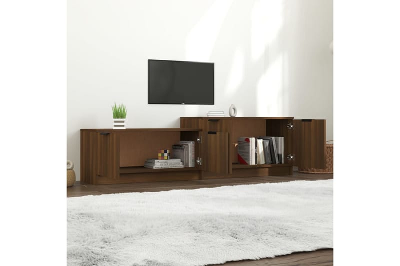 TV-benk brun eik 158,5x36x45 cm konstruert tre - Brun - Møbler - TV- & Mediamøbler - TV benk & mediabenk