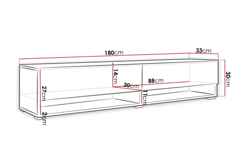 TV-benk Bulvine 180 cm LED-belysning - Beige/Blå - Møbler - TV- & Mediamøbler - TV benk & mediabenk