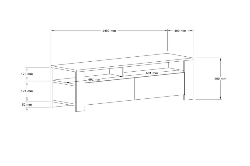 TV-benk Camern 140 cm - Antrasitt - Møbler - TV- & Mediamøbler - TV benk & mediabenk