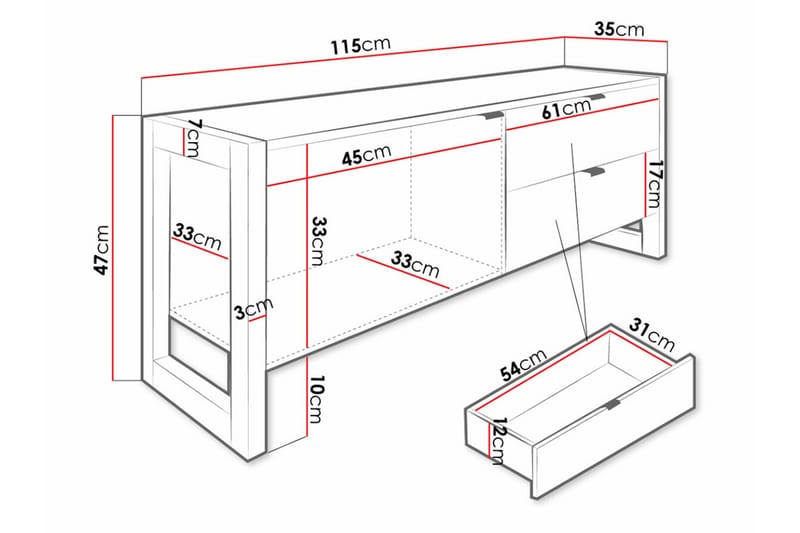 TV-benk Carbost 115x35 cm - Svart - Møbler - TV- & Mediamøbler - TV benk & mediabenk