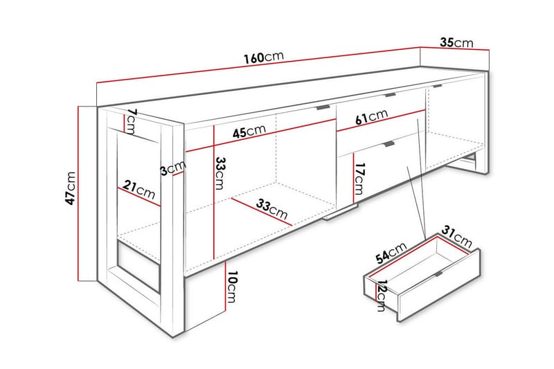 TV-benk Carbost 160x35 cm - Svart - Møbler - TV- & Mediamøbler - TV benk & mediabenk