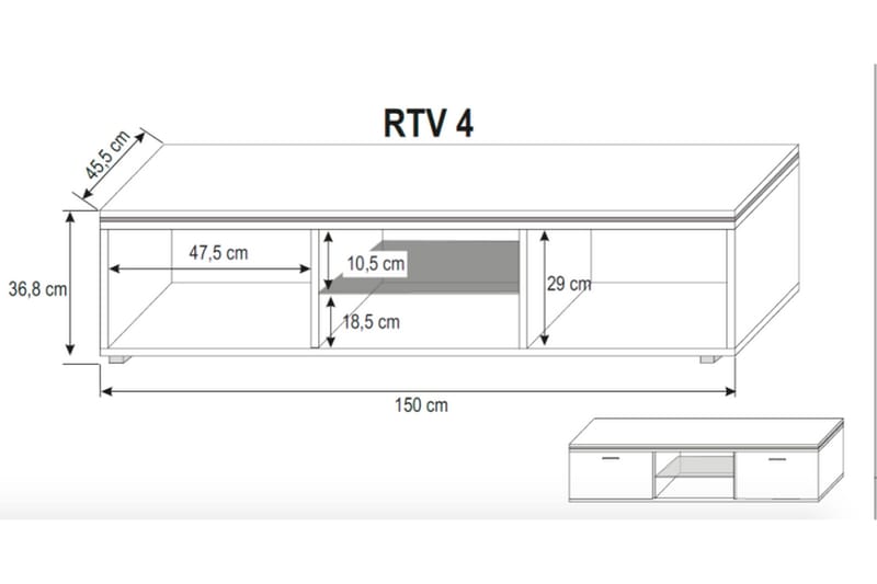 TV-Benk Cawthra 150 cm - Hvit - Møbler - TV- & Mediamøbler - TV benk & mediabenk