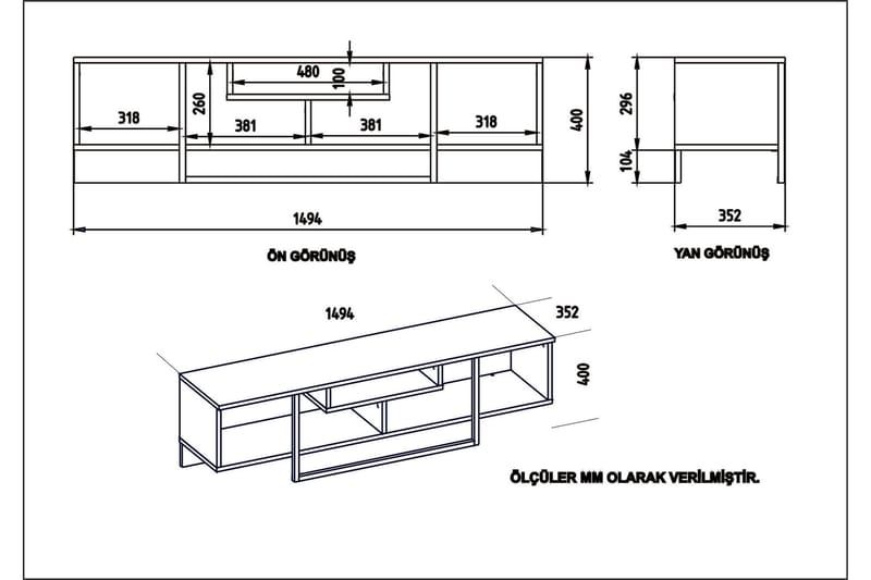 TV-benk Chintala 149 cm - Hvit/Svart - Møbler - TV- & Mediamøbler - TV benk & mediabenk