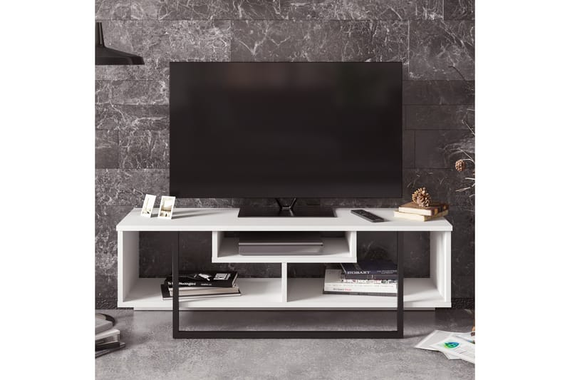 TV-Benk Cyrine 119 cm - Hvit|Svart - Møbler - TV- & Mediamøbler - TV benk & mediabenk