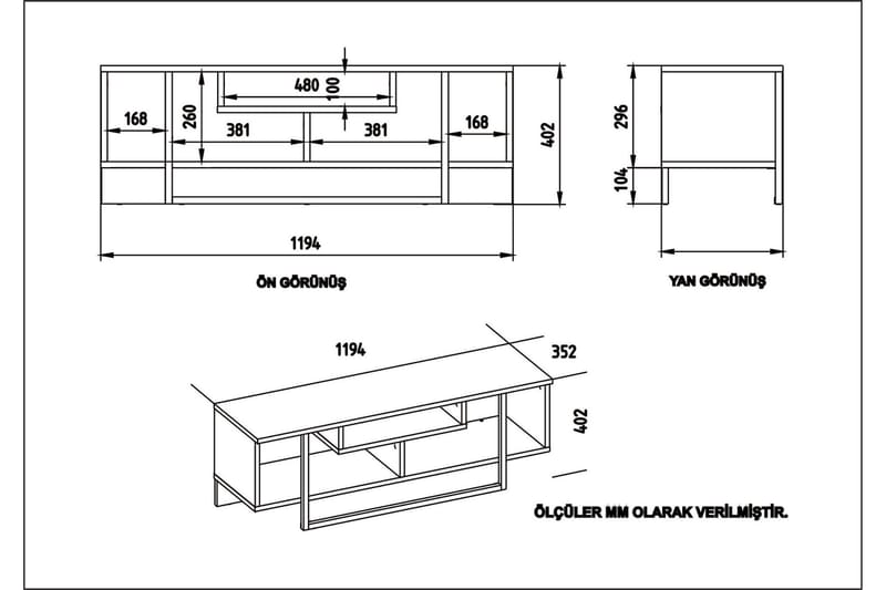 TV-Benk Cyrine 119 cm - Hvit|Svart - Møbler - TV- & Mediamøbler - TV benk & mediabenk